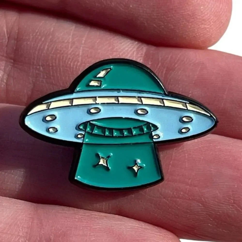 UFO Alien Glitter Enamel Pin